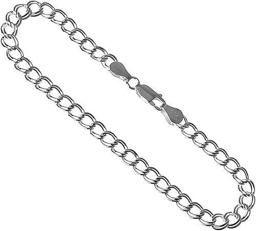 Miniatura 2 de Pulseras de plata de ley de 0.197 in de doble eslabón, tobilleras, collares ligeros, sin níquel, Italia 316 de ancho, 7-16 pulgadas