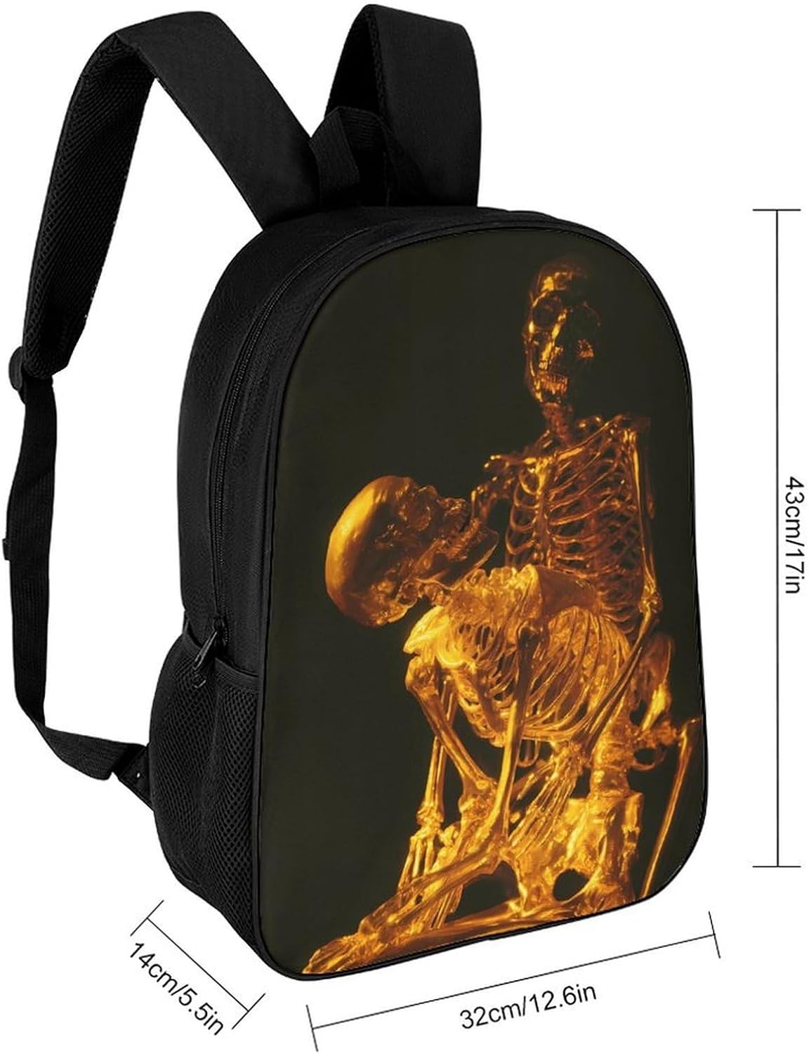 Skeleton Skull in Love 17 Inch Backpack for Men Women image 2