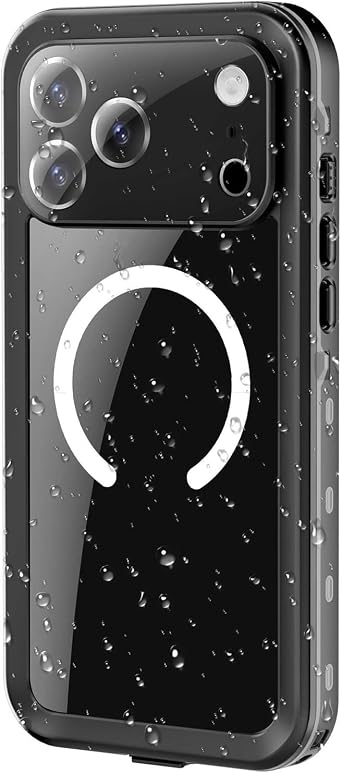 Magnetic Case for iPhone 17 Pro Max/17 Pro/17 Air/17, IP68 Waterproof Underwater Phone Case All-Inclusive Lens Protection Cover,Black,17 Pro