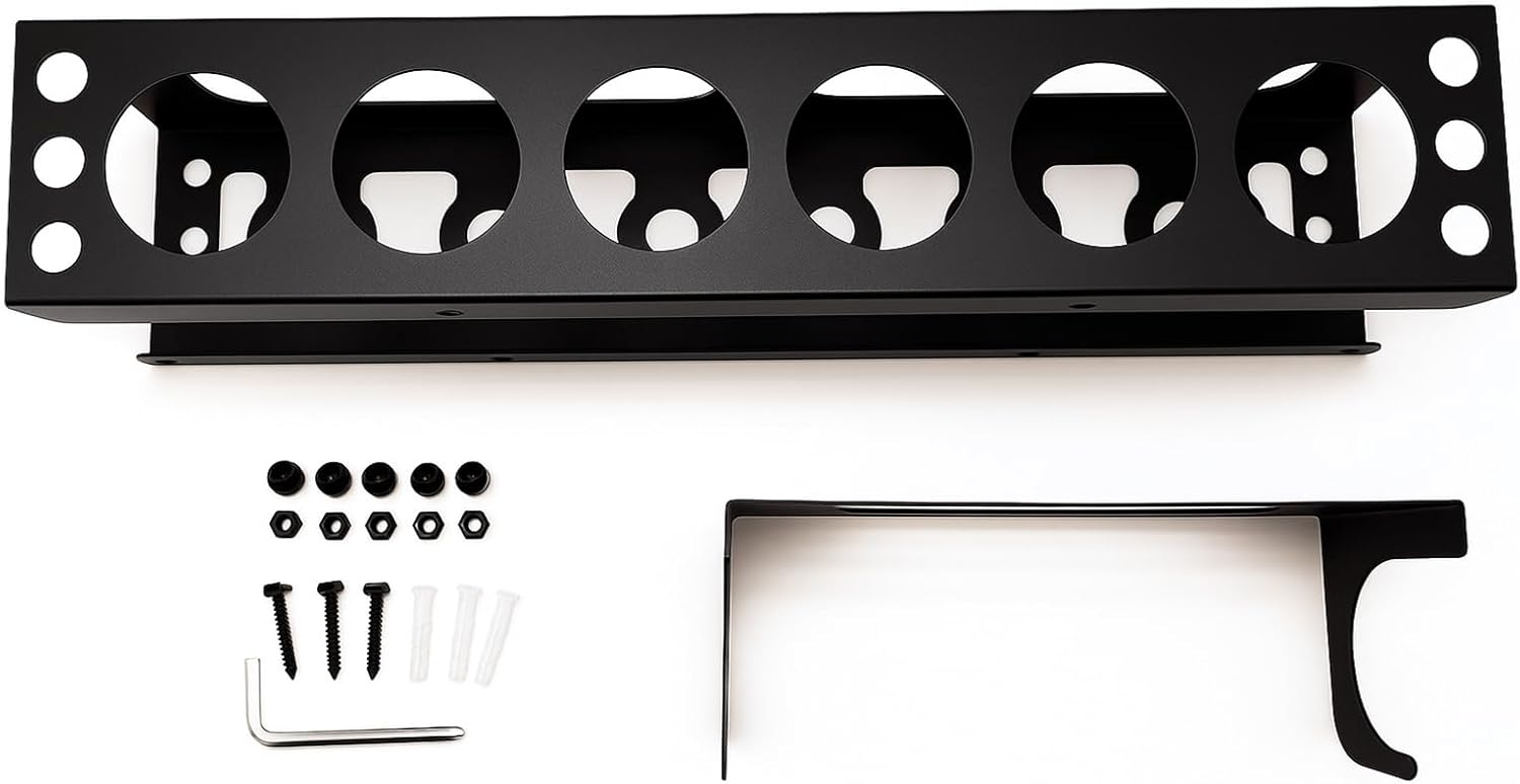 Caulking Gun and Tube Holder, Siligun Caulking Gun Rack, Caulk Tube Storage Organizer and Wall Mount Silicone Caulking Tools for Garage Workshop, Work Van, Service Truck (Black)