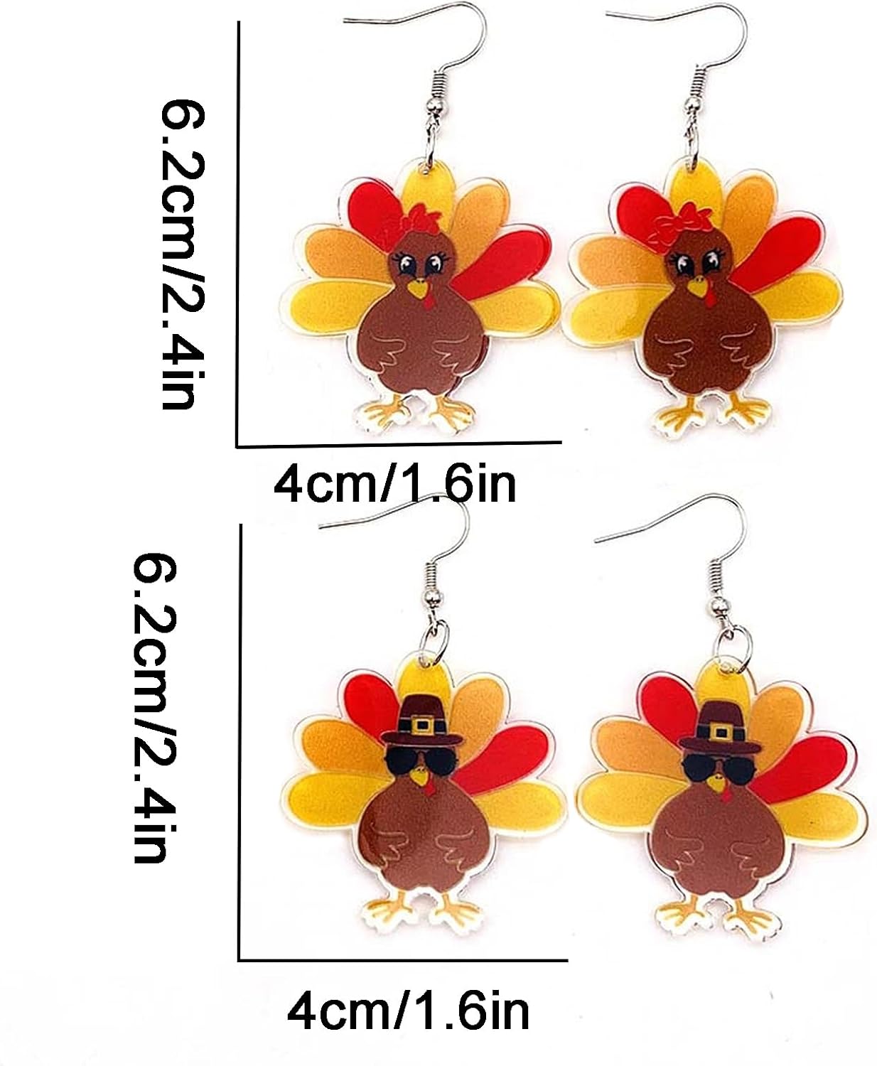 2 Pairs Cute Thanksgiving Fall Earrings for Women Turkey Earrings for Women Dangling Hypoallergenic Thanksgiving Earrings Thanksgiving Fall Earrings for Women Jewelry - Image 6