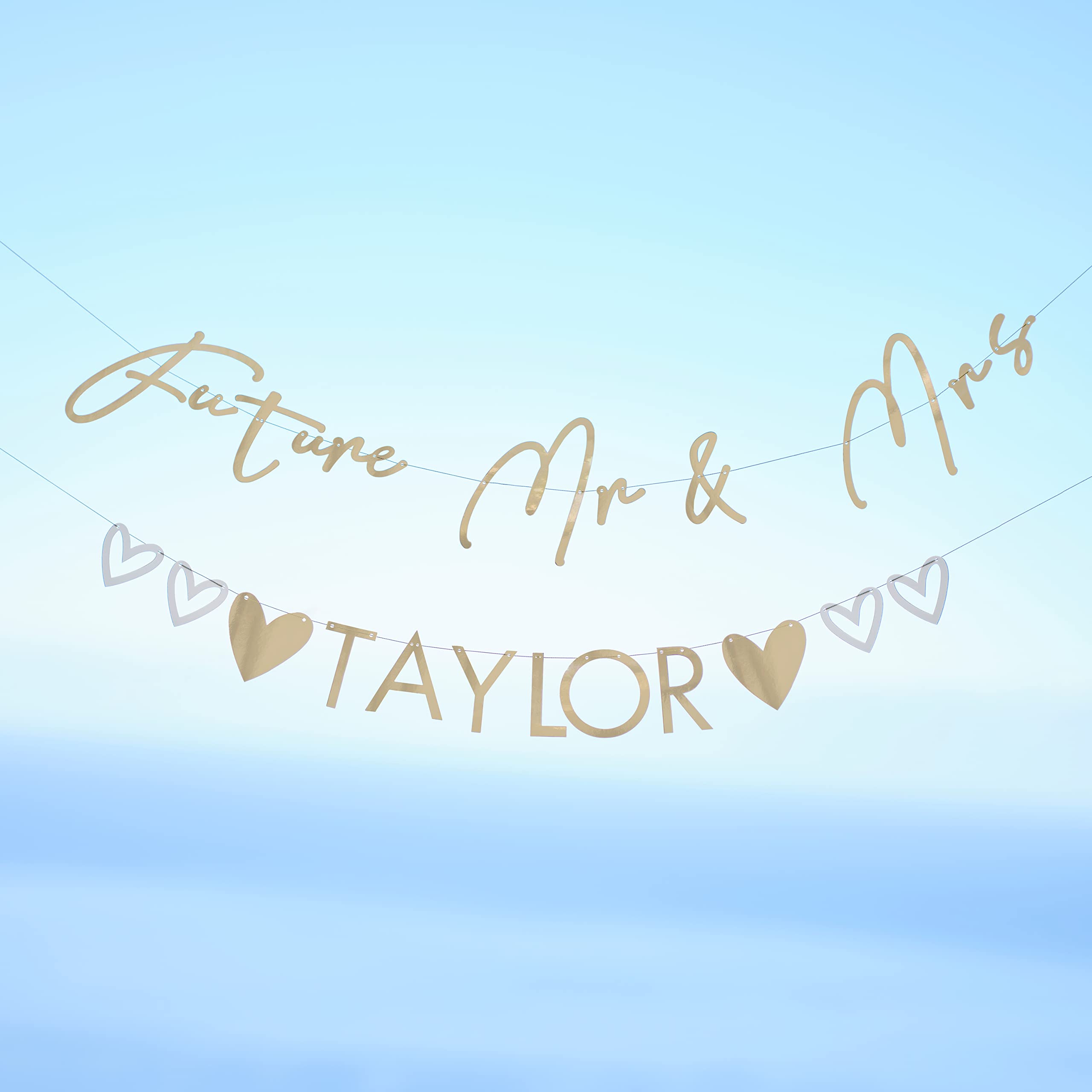 Ginger Ray Gold Customisable Surname Mr & Mrs Engagement Bunting Decoration