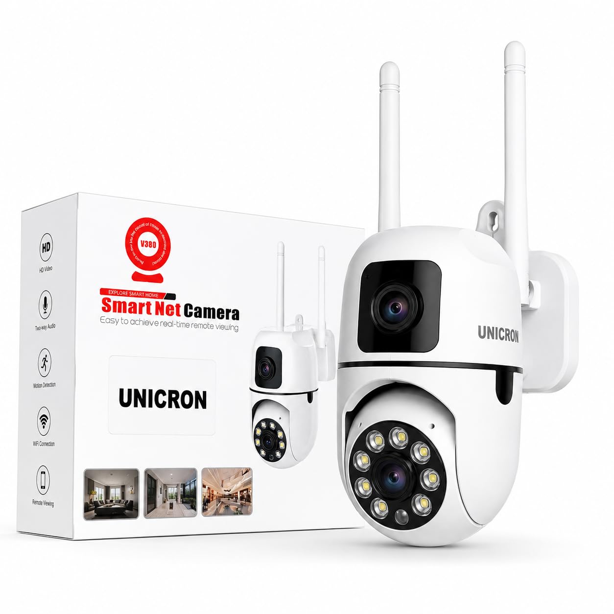 UNICRON CCTV Camera for Home Outdoor & Indoor, 4+4MP FHD Dual Antenna Bulb Wireless WiFi Security Camera 360° Smart, Color Night Vision & Mobile Connectivity-image-14