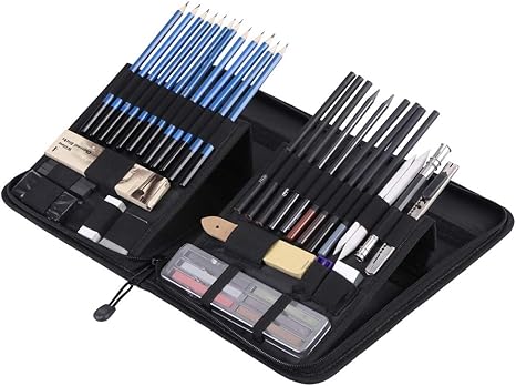 Amazon Co Jp Yosoo 鉛筆セット スケッチ鉛筆 デッサン鉛筆 紙ペン 消しゴム 鉛筆ケース 紙ヤスリ 素描 カッター図面 初心者のスケッチスーツ 文房具 美術鉛筆セット 絵画初心者 48点セット 文房具 オフィス用品
