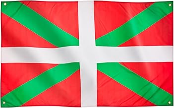 Runesol Basque Country Flag, 91x152cm, 3ft x 5ft, Basque Flag, 4 Eyelets, Eyelets In Each Corner, País Vasco, Ikurriña, Premium Flags, Interior, Outdoor, Bright Colors