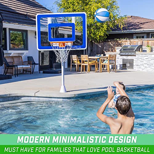 GoSports Deck-Mounted Splash Hoop ELITE Inground Pool Basketball Game with Regulation Rim, 2 Basketballs and Pump - Choose Your Style - Thumbnail 4