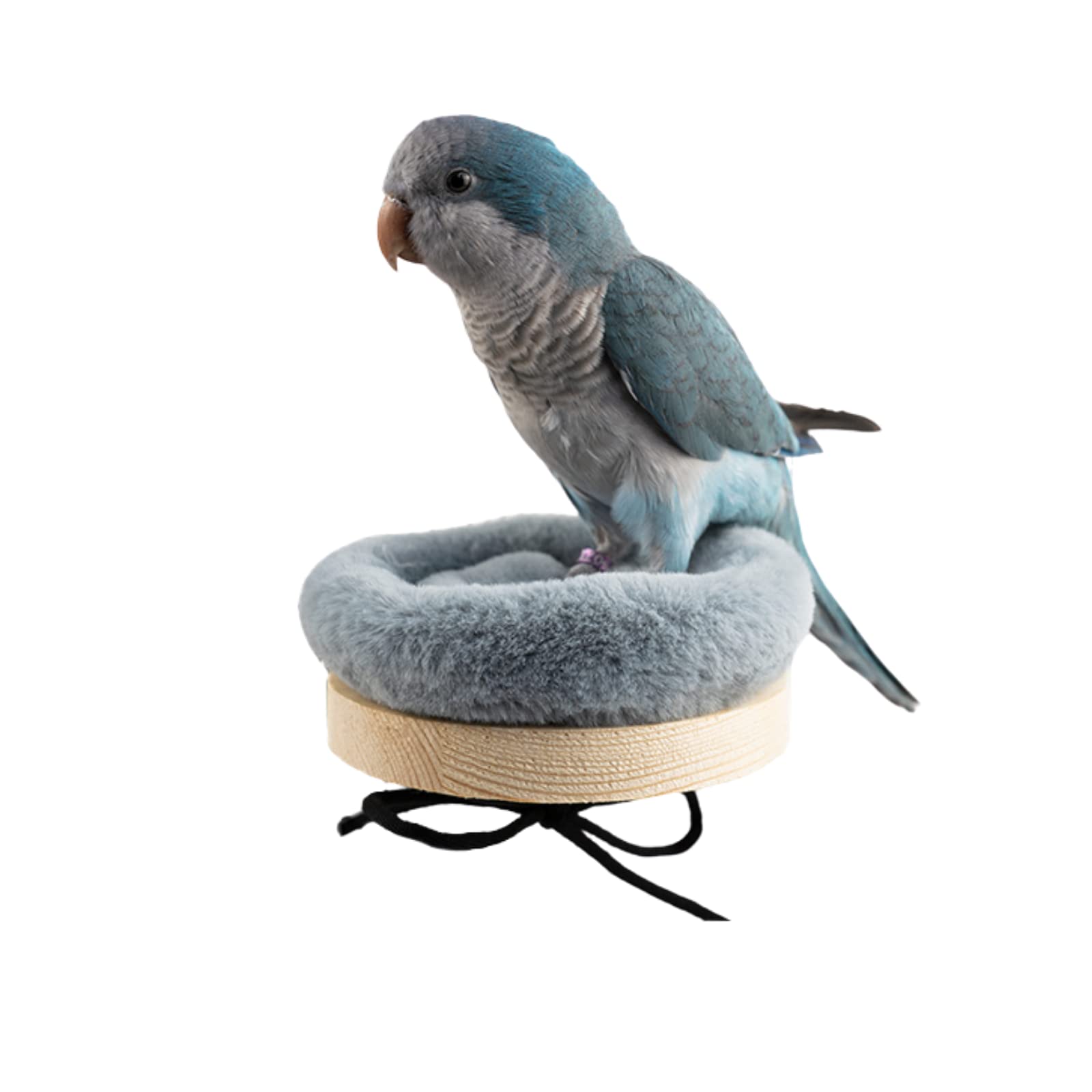 Bird Perch Stand Platform with Warm Cotton Cushion, Wood Parrot Perch for Pet Parrot, Budgies, Parakeet, Cockatiels, Conure, Lovebirds, Rat, Mouse Cage (Small, Grey)