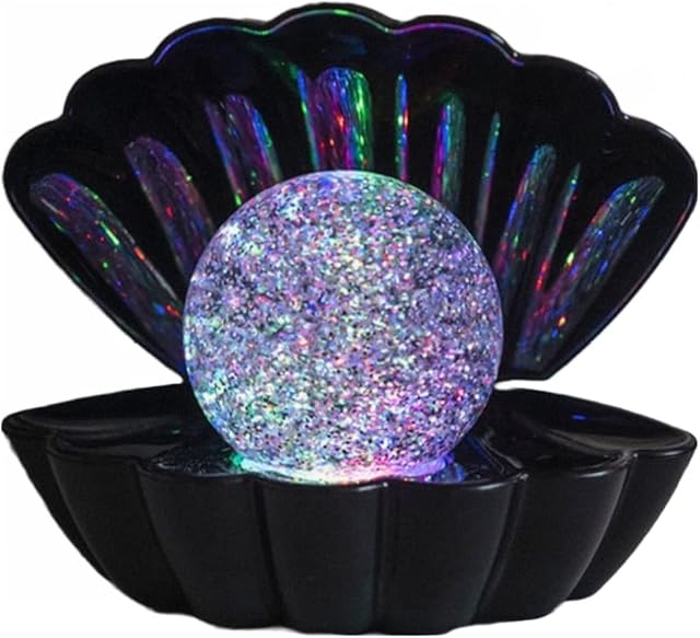 Sea Shell LED Colour Changing Glitter Mood Lamp Pearl Light Accent Lamp Portable Night Light Desktop Ornament Home Decor for Bedroom Living Room, Night Light