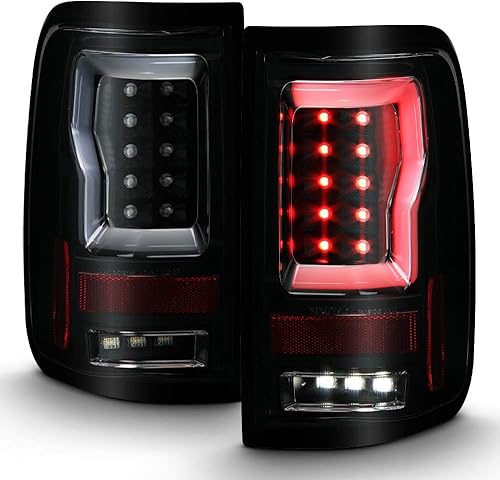 ACANII - Para Ford F150 Styleside Pickup 2004-2008, carcasa negra, lente ahumada, luces traseras de tubo LED, lámparas de freno izquierda+derecha