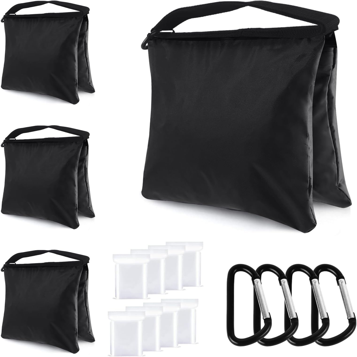 Super Heavy Duty AbcCanopy SANDBAG SADDLEBAG DESIGN 4 WEIGHT BAGS FOR PHOTO VIDEO STUDIO STAND (black)