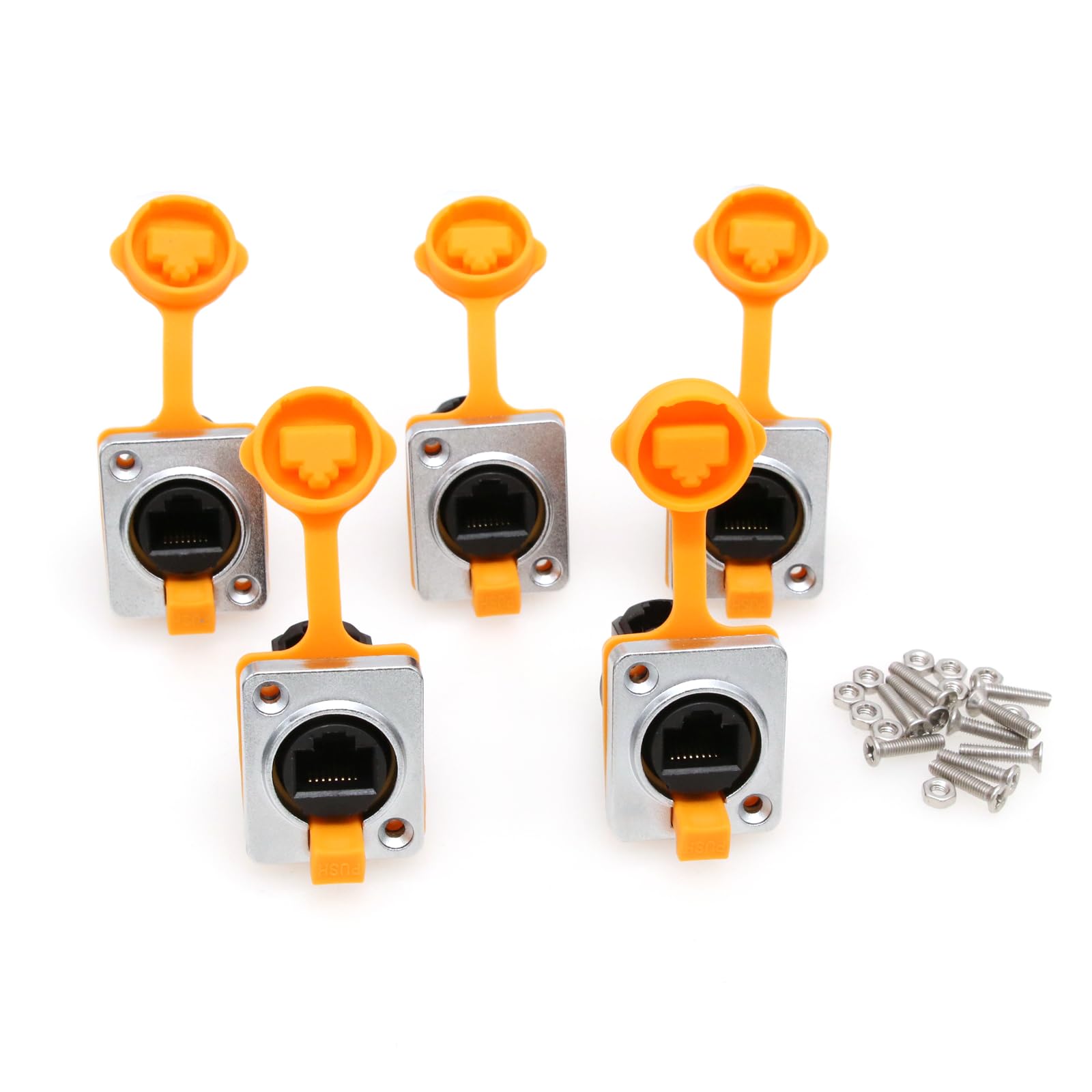 Connettore RJ45 Impermeabile IP67 – 10 Pezzi Rotondo Per Montaggio A Pannello, Cat5/5e/6, Femmina, Schermato - 3