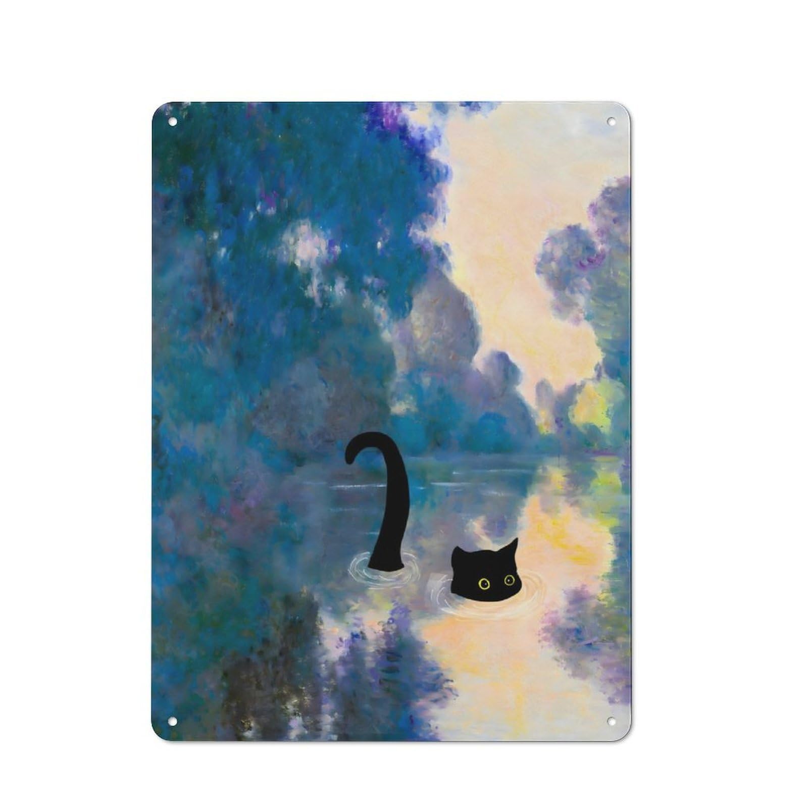 Distressed Look Cai in Autumn Lake Monet Decorative Tin Sign 40x30cm, Retro Room Decor for Lounge, Study, Pub Or Wall Gallery