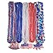 Dyhayaer 50 Pcs 4th of July Beads Necklaces Bulk, Metallic Red Bule Silver Patriotic Star Bead Necklaces for 4th of July Decoration, Independence Day, Patriotic Parade