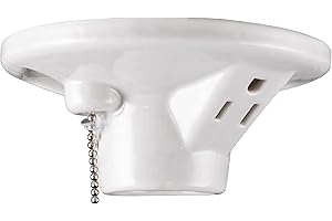 UltraPro Porcelain Light Socket with Outlet and Pull Chain