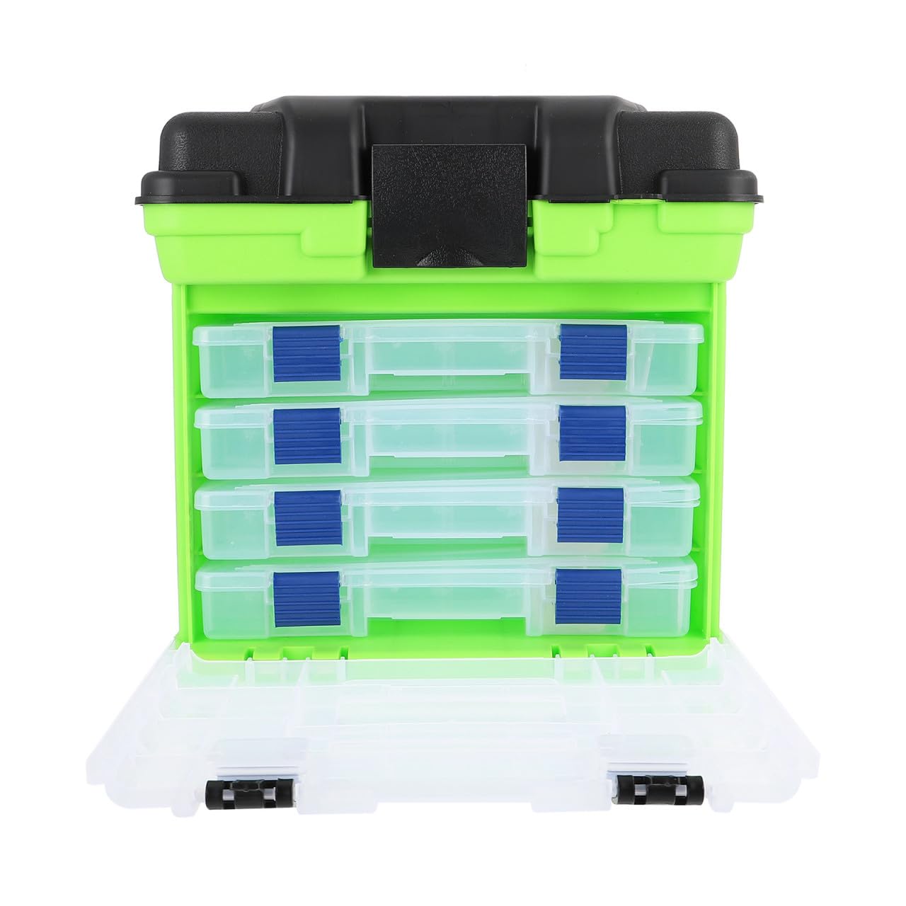 Boîte de Rangement en Plastique Vert pour Accessoires de Pêche Kit Outils Forte Capacité de Charge Rangement des Petits Objets Pêche en Mer