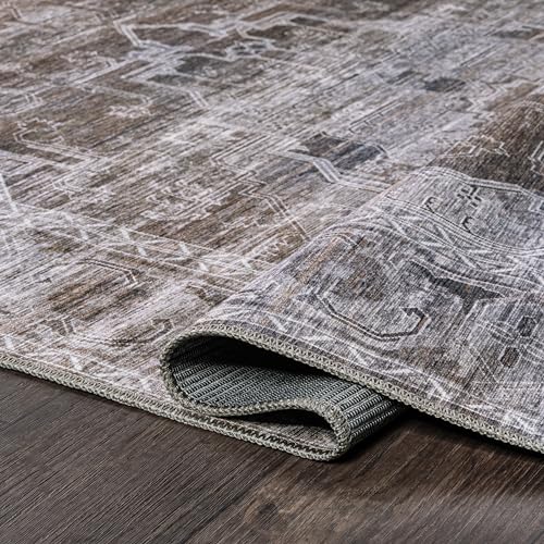 JONATHAN Y Machine Washable Indoor Area Rug 5X8 Brown/Light Gray, Medallion for Living Room, Bedroom, Kitchen, Office, Easy-Cleaning, High Traffic, Pet-Friendly, Non-Shedding WSH100C-5 by JONATHAN Y - Image 5