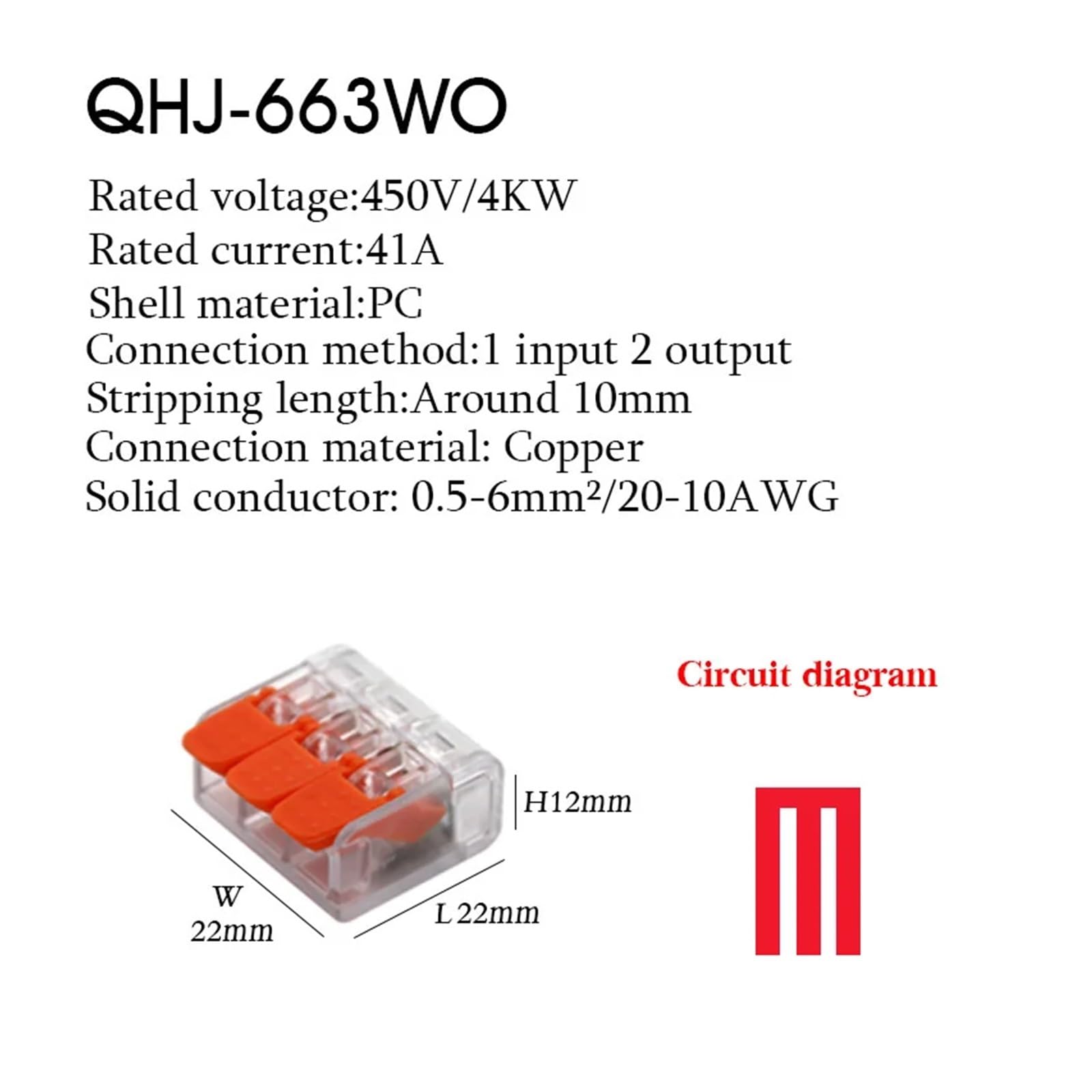 Złącza kablowe Mini szybkozłączka Uniwersalne kompaktowe złącze elektryczne do przewodów wtykowych 4 mm2 6 mm2 Przezroczyste(663WO,100PCS)