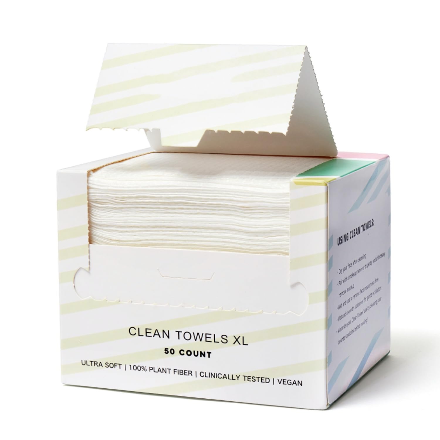 SUZZYVINE Disposable Face Towel Facial Towels 100% PLANT FIBER 10.65"×11.02" Facial Wipes for Sensitive Skin,Face Towels Ultra Soft,50 Count (1 Pack)