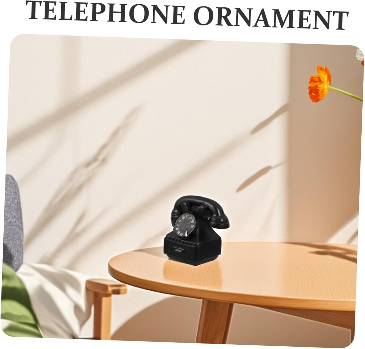 Vintage Resin Decorative Telephone Mini Ornament, Retro Phone Decor Xmas image 3