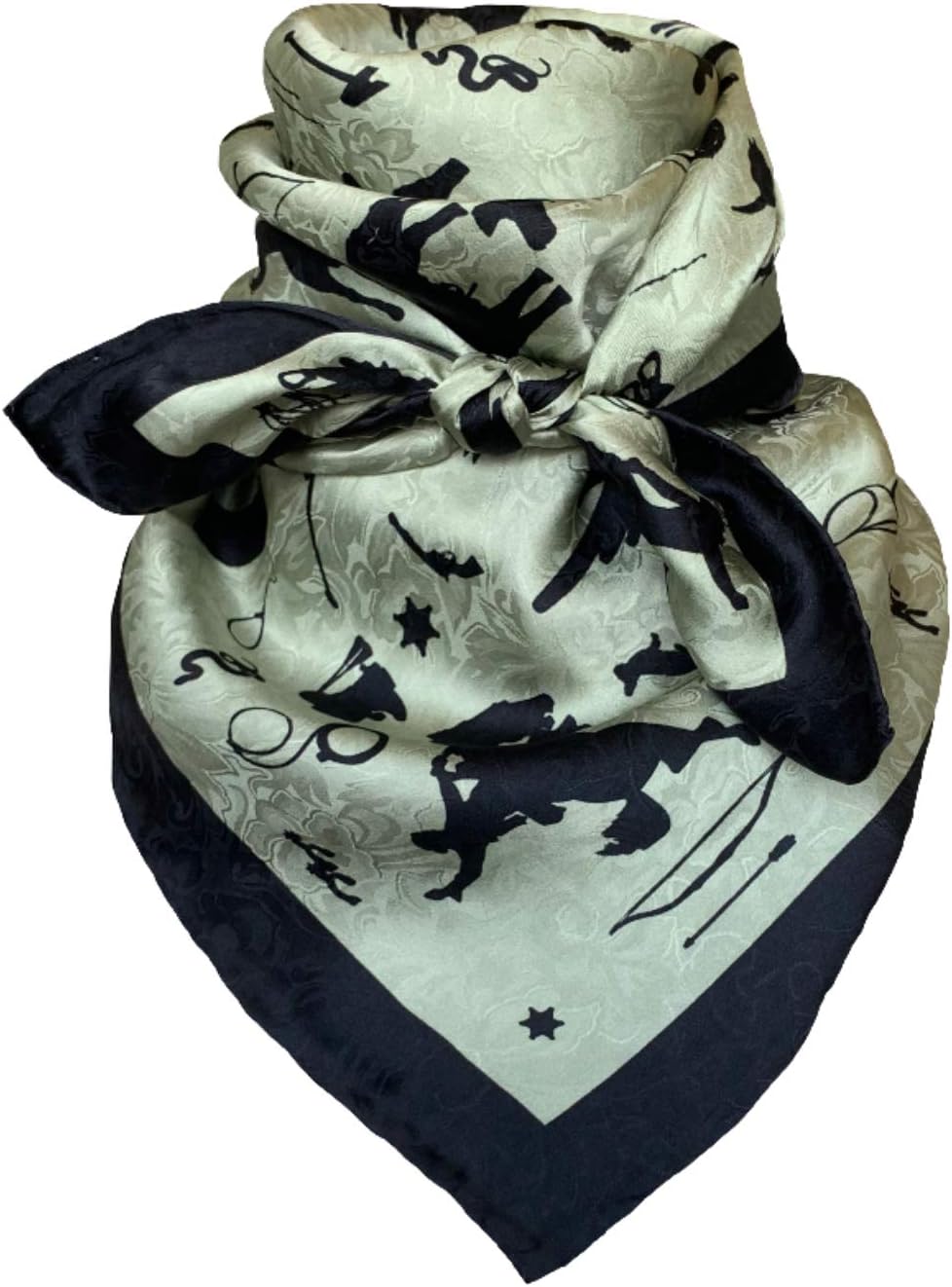 Wyoming Traders Cowboy Silhouette Wild Rag 100% Silk Scarf Bandana Multiple Colors and Sizes