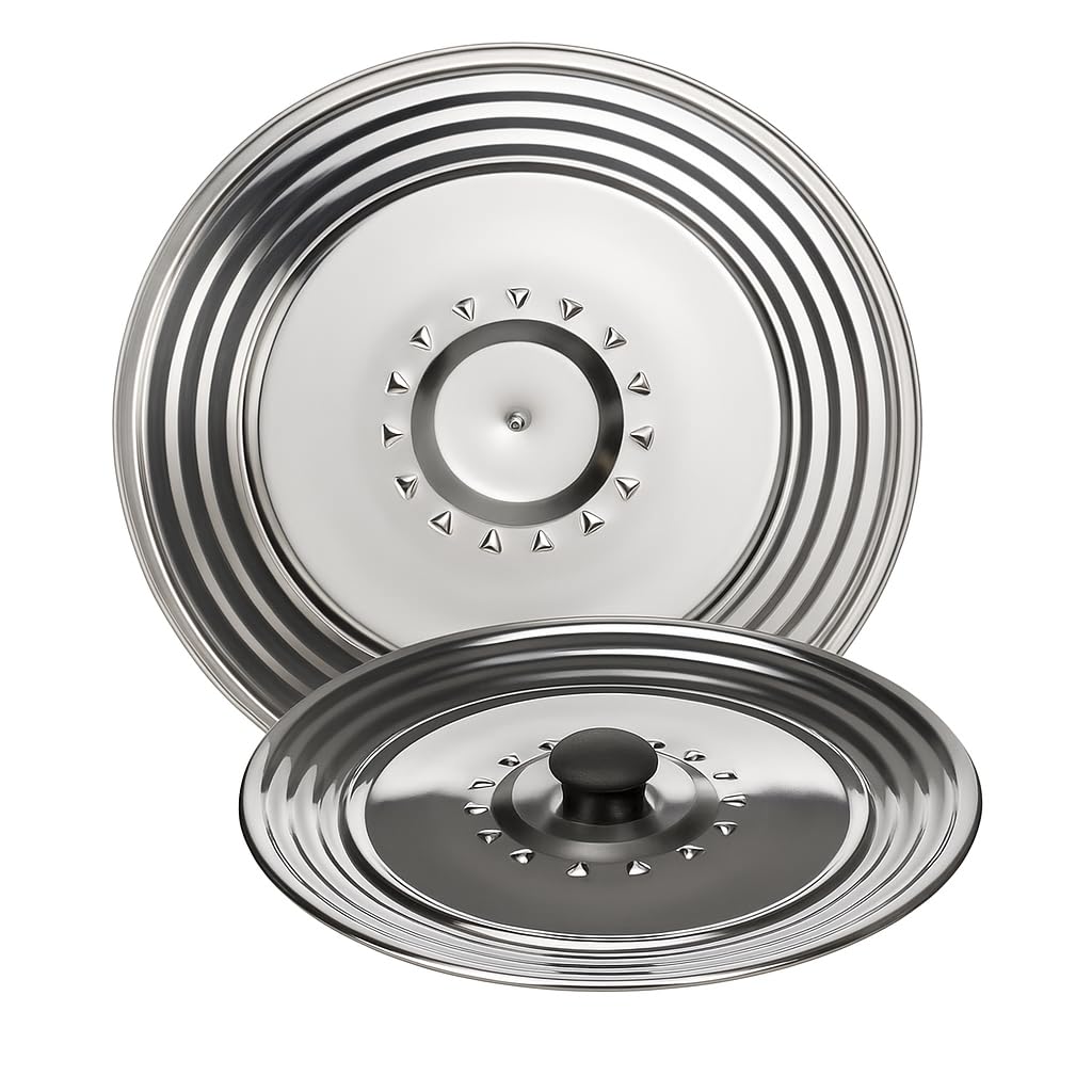 Set of 2 Universal Stainless Steel Casserole Lids Ø16/18/20/Ø22/24/26 cm - Lids for Casseroles and Pans - Casserole Lid - Pan Lid - Stainless Steel Lid