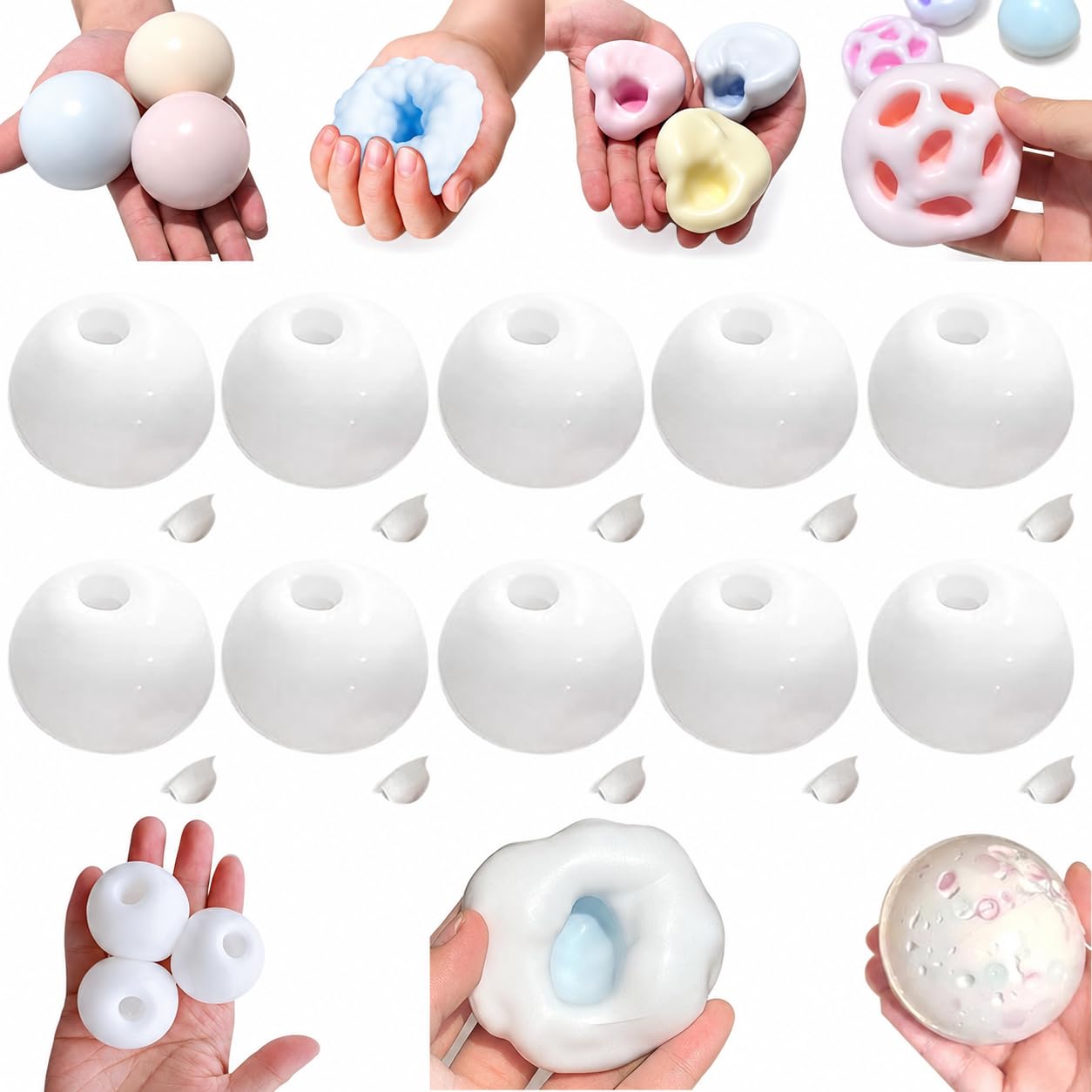 10 PCS DIY Empty Squishies Balloon Skins - DIY Stress Ball Making Kit