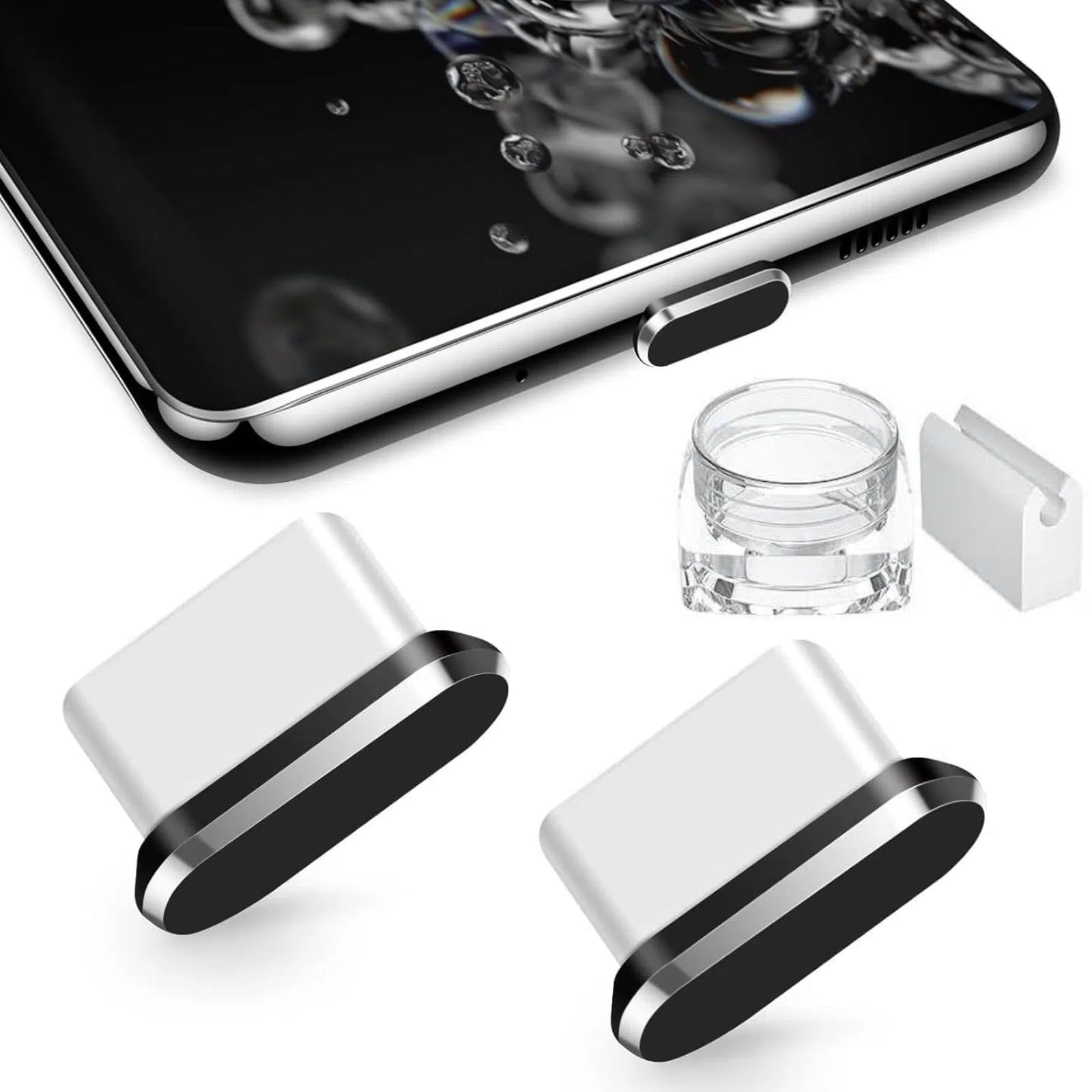 USB Type C Anti Dust Plug 2 Pack USBC Charging Port Cover Plugs Protector Cap with Carry Box Cable Fixer for iPhone 17 Pro Max 16 15 16e for Samsung S25 FE S24 A53 A54 Flip S23 for Google Pixel 10 9 8