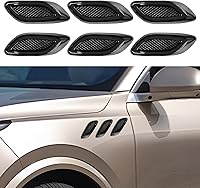 LHDOS 6PCS Black ABS Car Hood Side Vent Stickers - Glossy Fender Trim Decals for Bumpers, Doors & Auto Intakes, Universal Fit