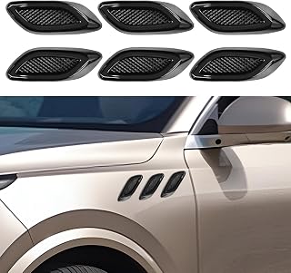 LHDOS 6PCS Black ABS Car Hood Side Vent Stickers - Glossy Fender Trim Decals for Bumpers, Doors & Auto Intakes, Universal Fit