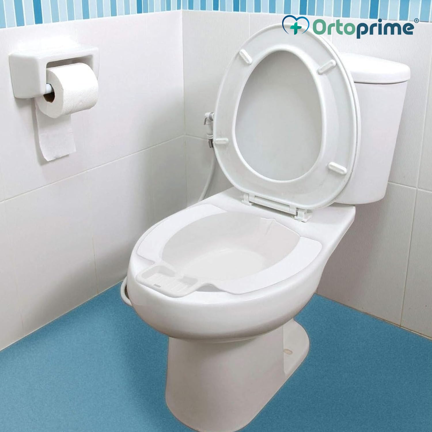 OrtoPrime Bidet Portátil Wc | Bidé Sanitario Acoplable al Inodoro | Medidas Universales: 40 x 37 x 11 Centímetros | Peso soportado 120 Kilogramos