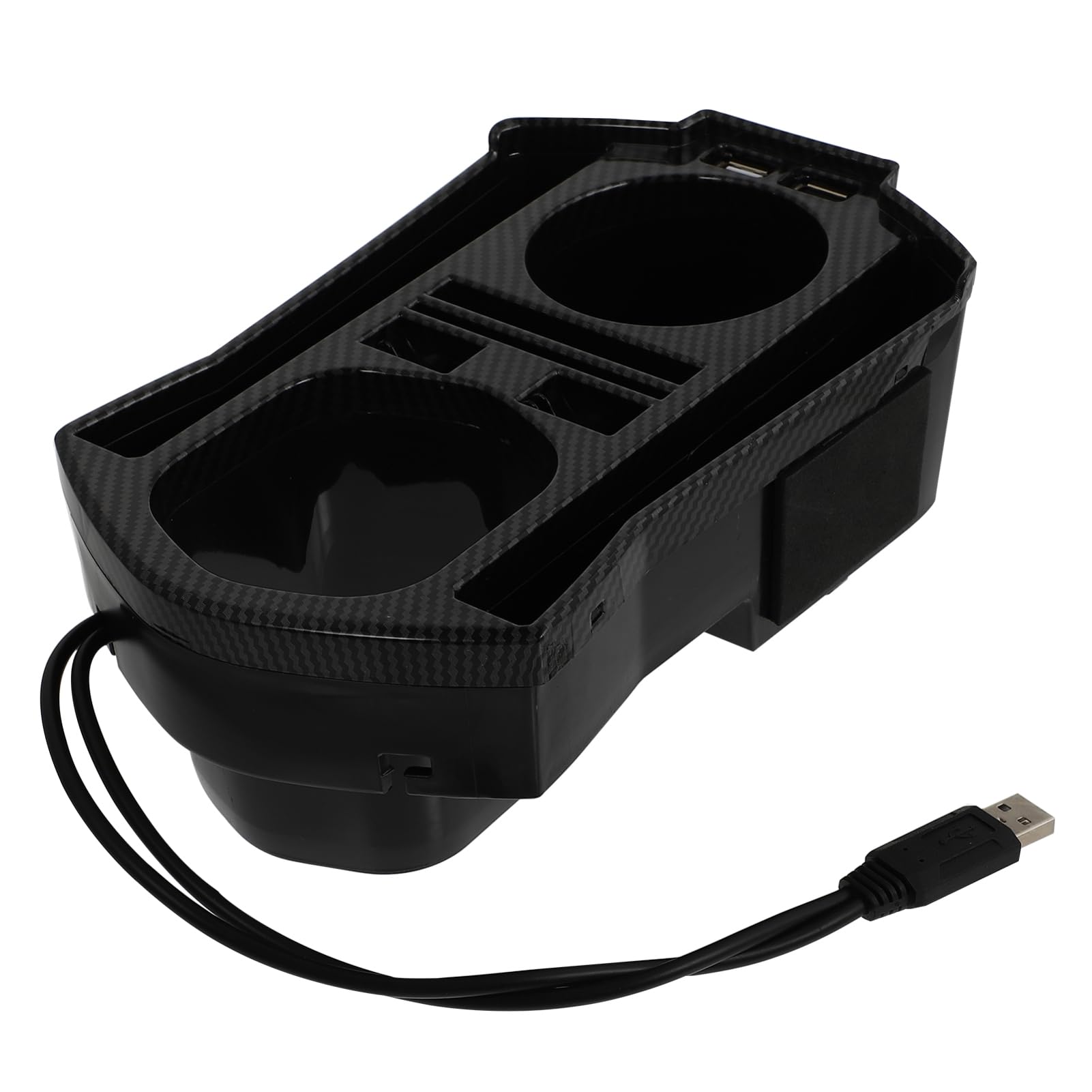 Amosfun 2 Pezzi Scatola Portaoggetti per Console Centrale Auto con Porta USB e Portabicchieri Organizer Pratico per Accessori Auto Facile Installazione Senza Modifiche per Viaggi Lunghe