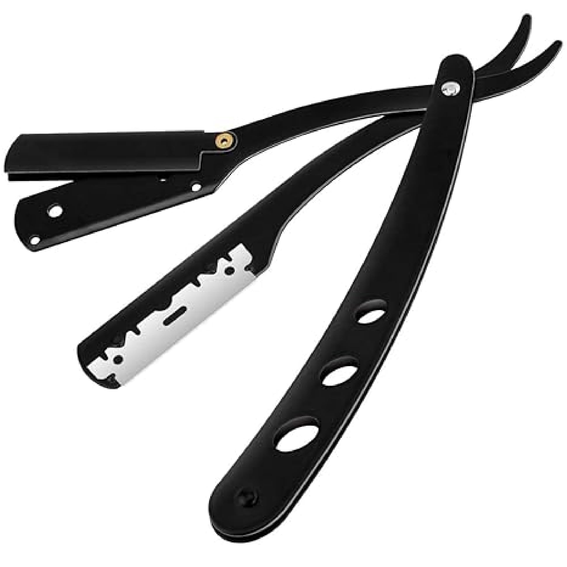 Straight Edge Barber Razor for Close Shaving - Professional Straight Blade Razor for Men (Black)