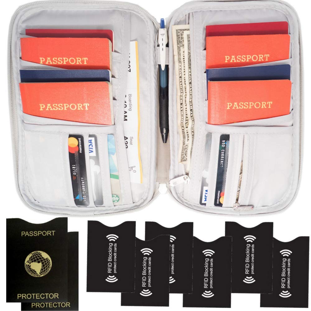ARTOS8 Multiple Passport Document Family Travel Wallet Organizer w/RFID Blocking, Black, OneSize, RFID Wallet