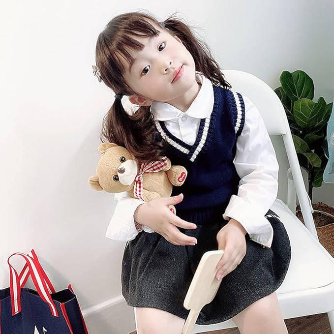 Amazon.co.jp: [CooElc] キッズ Vネックベスト 女の子 男の子 ライン 