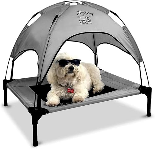 Miniatura 10 de Floppy Dawg Cama elevada para perros Just Chillin'. Cuna fresca con toldo extraíble. Uso de mascotas en interiores o exteriores. Ligera y portátil.