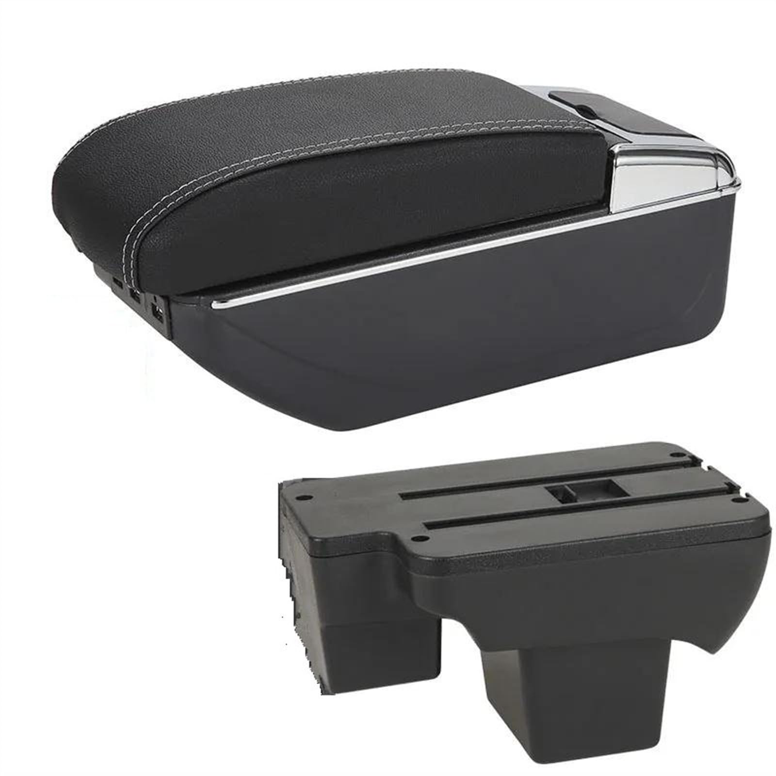 NOHEEU Armrest Box Car Dedicated Retrofit 2020-2024 Storage Parts Accessories For Polo(A3 Black white 7USB)