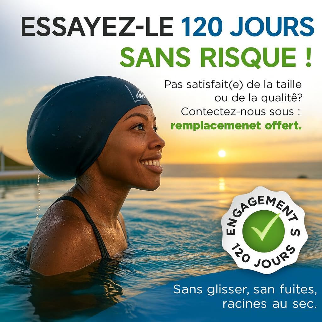 Bonnet de Bain Silicone Imperméable Extra-Large pour Cheveux Longs, Natation Femmes Hommes Dreadlocks