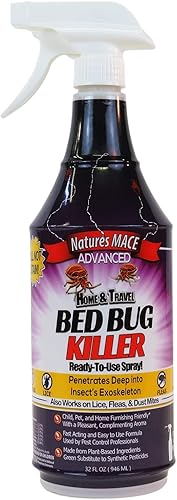 Nature's MACE Asesino de chinches de cama de 32 onzas  mata insectos de cama de grado comercial  mata huevos, ninfas e insectos de cama adultos en
