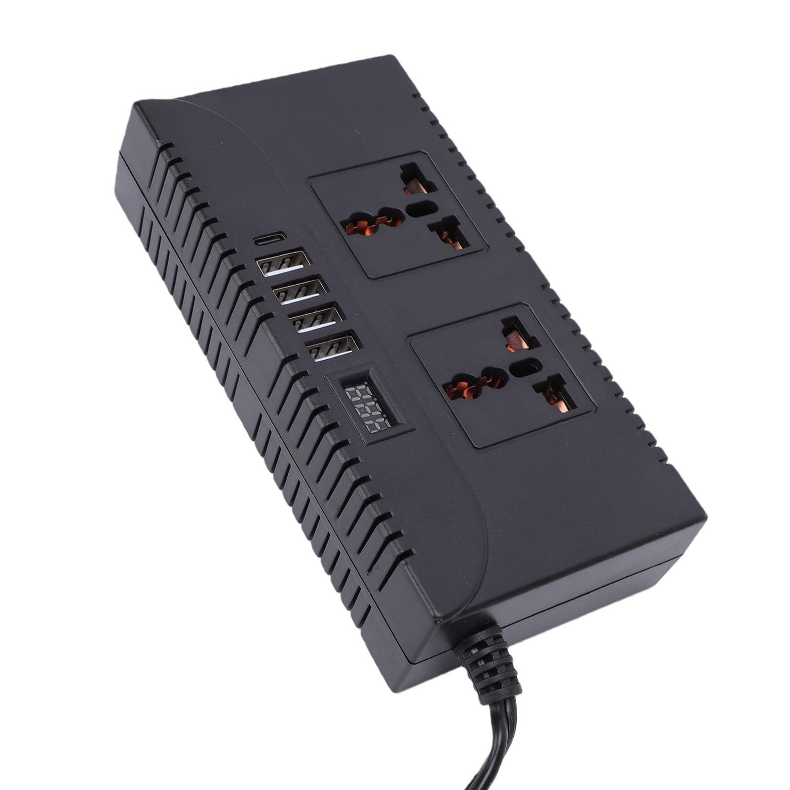 Inwerter samochodowy 300 W, przenośny adapter wtyczki samochodowej, konwerter gniazd z 4 portami USB i typu C, do samochodów, podróży, laptopów, telefonów