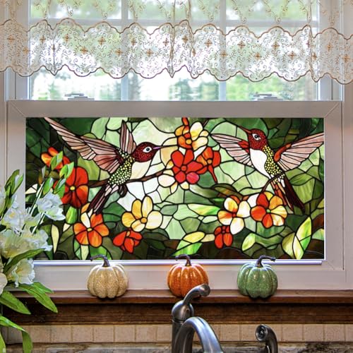 Película Decorativa de Ventana con Diseño Floral, 17.7 x 39.5 Pulgadas miniatura 1
