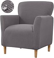 Vista 8 de Funda impermeable para silla decorativa con brazos, elástica de jacquard individual, funda de sofá suave tapizada para silla de club de lectura