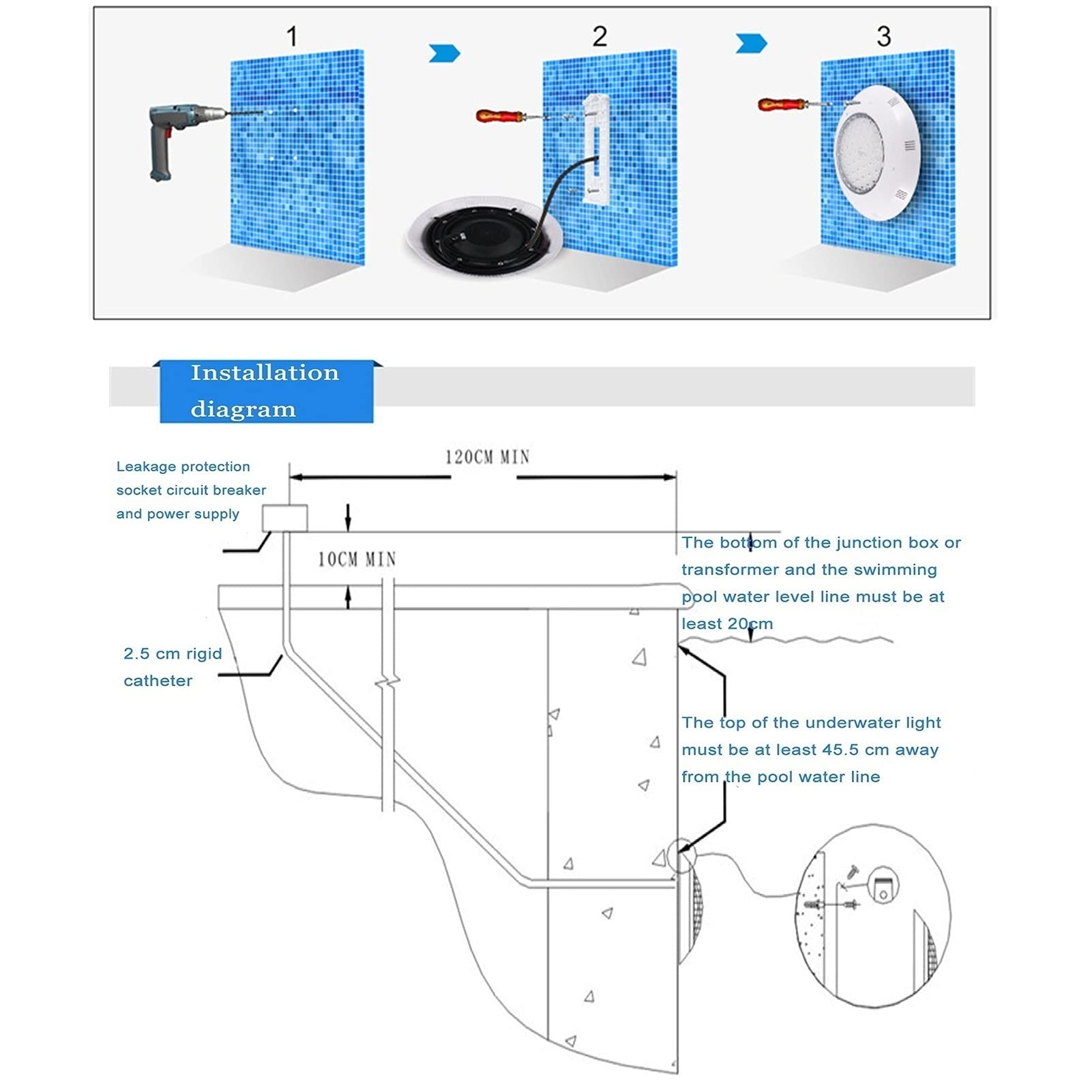Luce for Piscina a LED RGB 54w IP68 Impermeabile a Bassa Tensione 12V Illuminazione for Paesaggio subacqueo Colorata con Controllo
