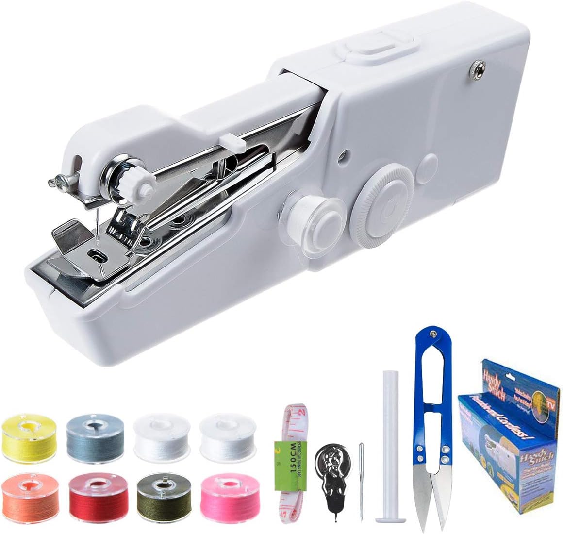 Portable Sewing Machine Handheld - Mini Hand Sewing Machine for Kids Beginners Home or Travel Sewing - Cordless Small Handy Stitch Handheld Sewing Machine for Easy Quick Repairs Fabric Leather Denim