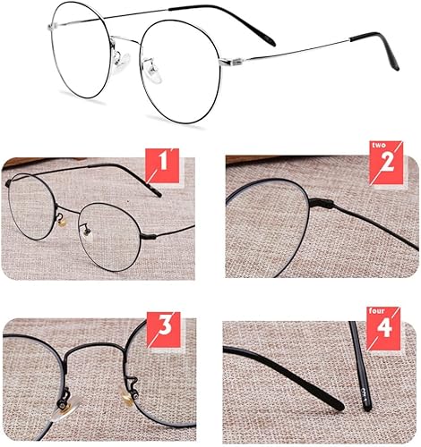 Miniatura 6 de Gafas de lectura redondas progresivas multifocal, marco de metal, lentes vintage, fotocromáticas, anti-UV, unisex (talla  2.5X)