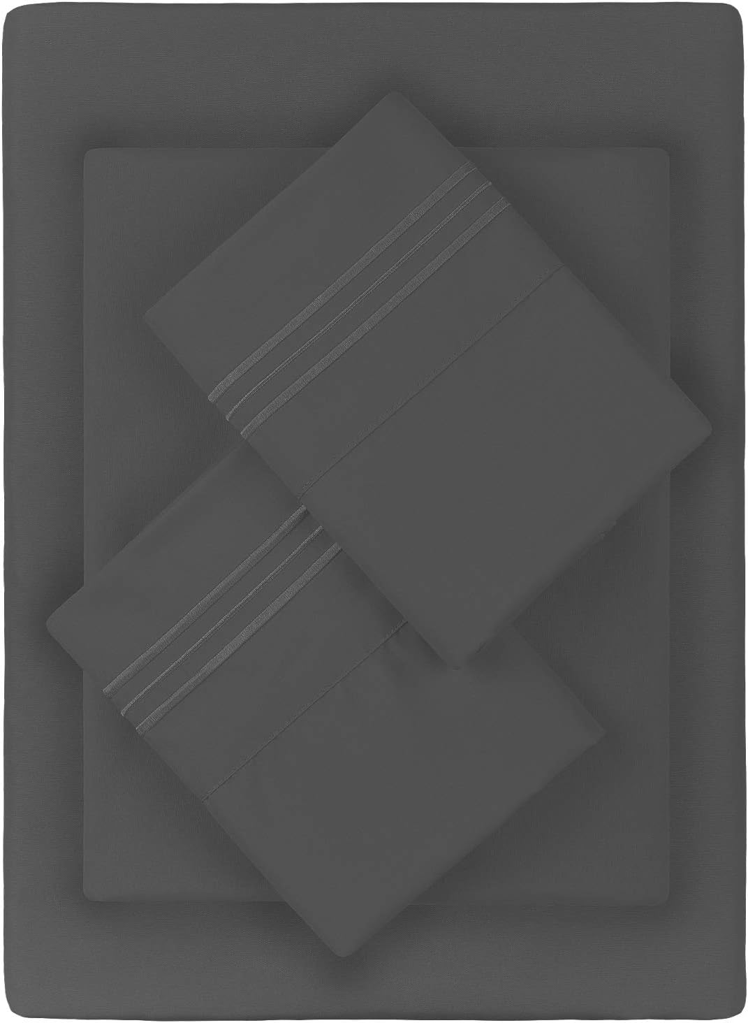 Twin XL Sheet Sets - 1 Gray Pillow Case, Flat and Deep Pocket Fitted Sheet - Extra Soft & Breathable - Cooling Twin XL Sheets - Bedding Set - Fade Resistant (Twin XL, Gray)