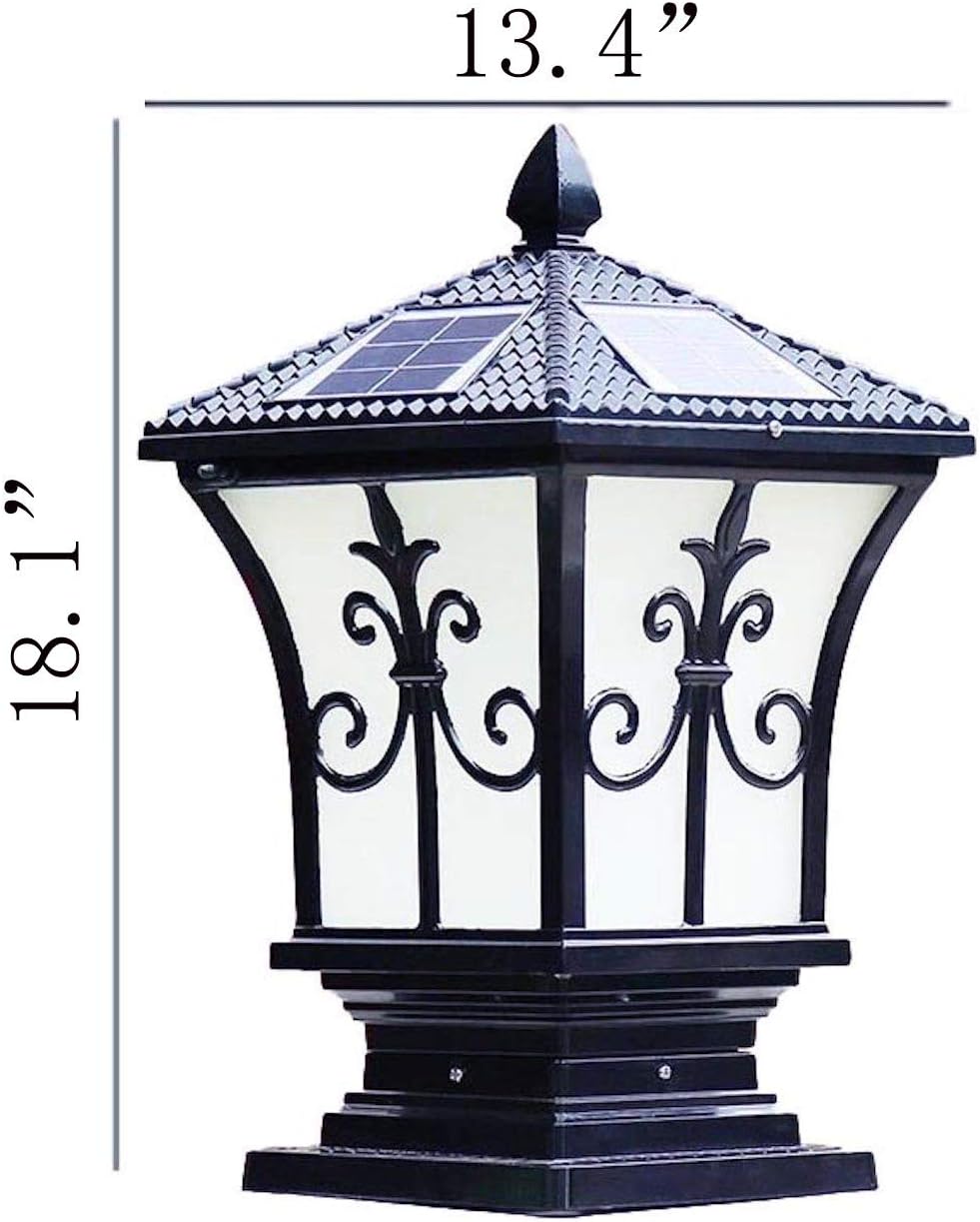 Tall and Extra Large Solar Post Cap Lights Solar Pillar, Diameter: 9.43 Inch; Height: 17.8 Inch. Solar Powered Post Caps. Stylist Solar Post Caps (Larger Lighter Black)