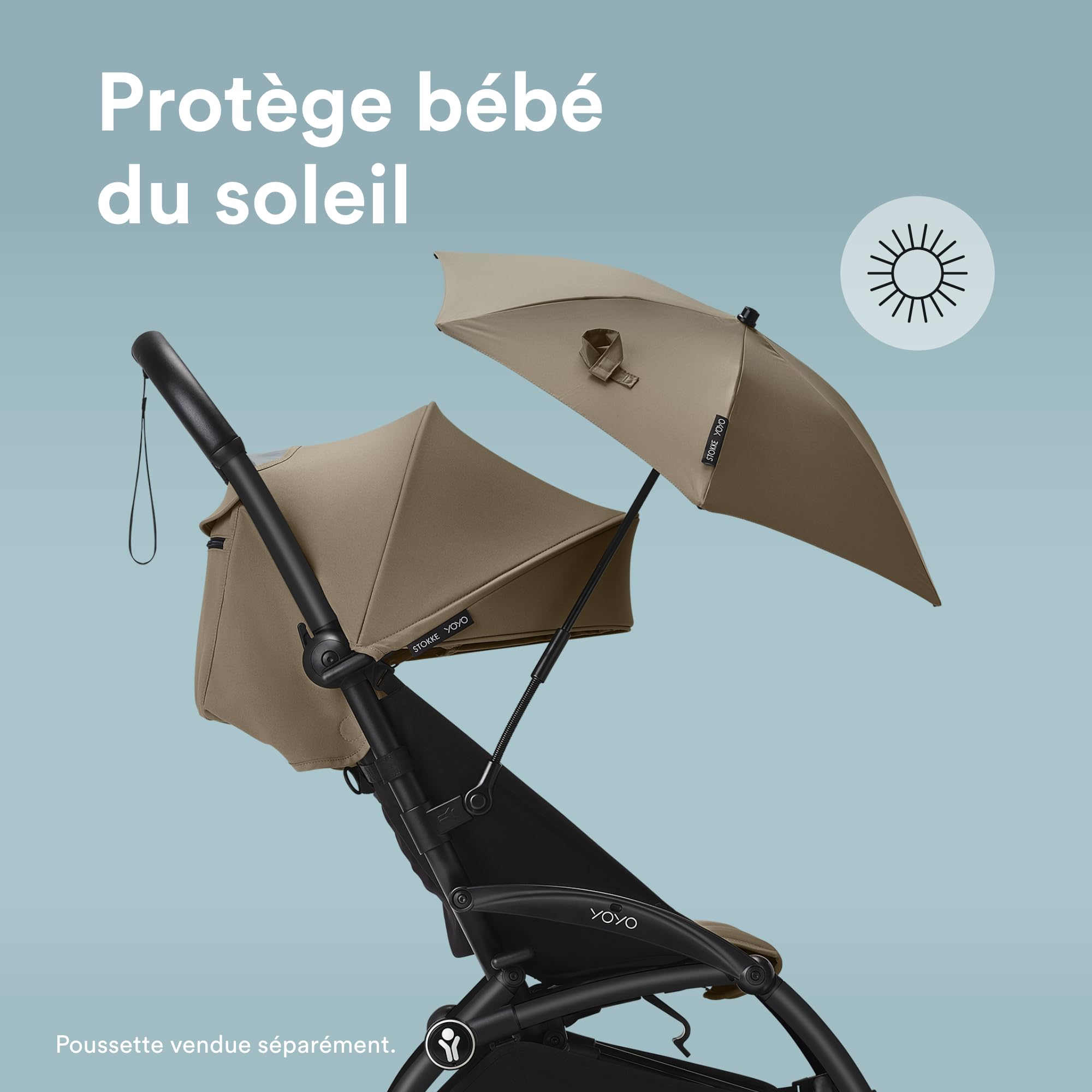 Stokke YOYO Parasol, Toffee - Protection UPF 50+, opacité renforcée. Compatible avec poussette YOYO et packs nouveau-né 0+, nacelle, couleur 6+