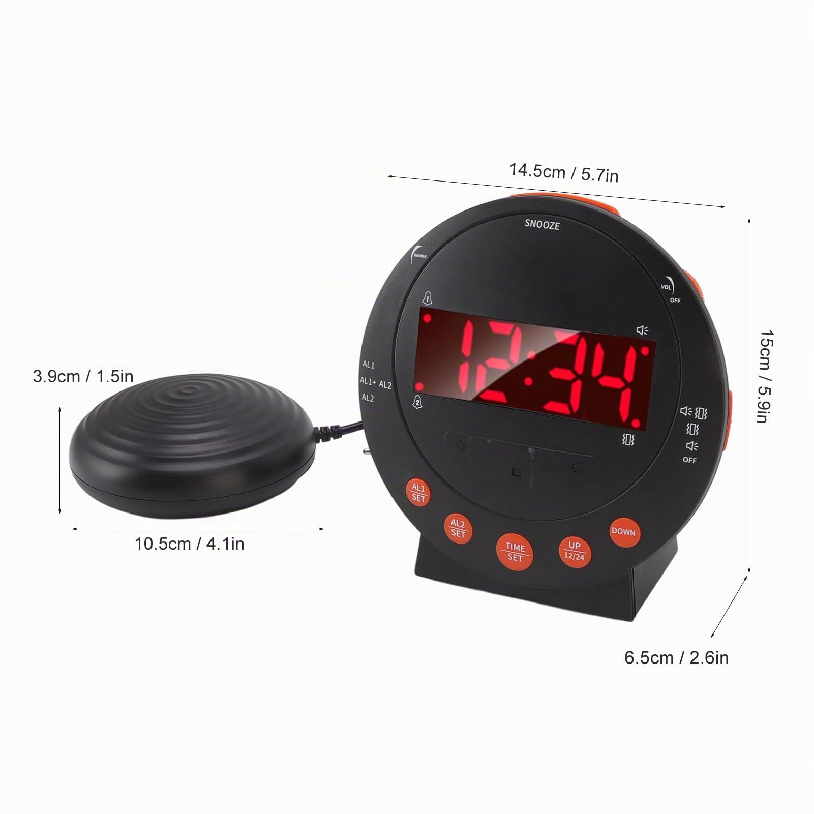 Ejoyous Super Lauter Wecker für Schwerschläfer, Digitaler Wecker 113 Dezibel ABS Vibrationswecker Super Shaker Extra Lauter Wecker, für Schlafzimmer Schreibtisch Nachttisch