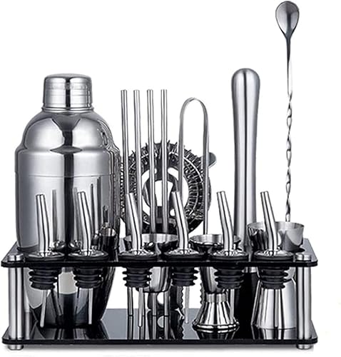 ONOTEC Kit de camarero con soporte de bambú espresso. Hermoso juego de barra coctelera Cobbler con herramientas de barraaccesorios de barra. Kit de