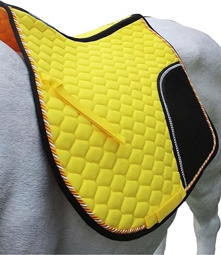 Miniatura 2 de CHALLENGER Caballo Inglés Saddle Pad All Purpose Algodón Acolchado Trail Sillín Amarillo 72133